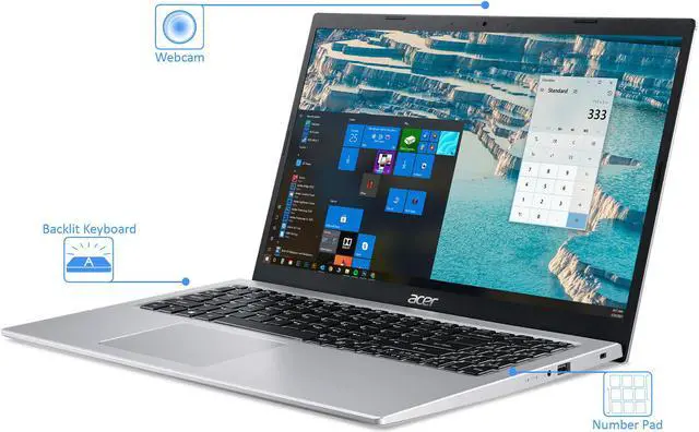 Alt view image 4 of 7 - Acer Aspire 5 Laptop, 15.6" IPS FHD Display, Intel Core i3-1115G4 Upto 4.1GHz, 4GB RAM, 512GB NVMe SSD, HDMI, Wi-Fi, Bluetooth, Windows 10 Pro S