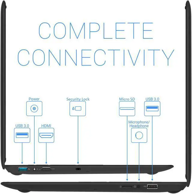 Alt view image 5 of 7 - EVOO Ultra Thin Notebook, 15.6" FHD Display, Intel Core i7-6660U Upto 3.4GHz, 8GB RAM, 256GB SSD, HDMI, Card Reader, Wi-Fi, Bluetooth, Windows 10 Pro