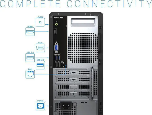 Alt view image 6 of 7 - Dell Vostro 3888 Desktop, Intel Core i5-10400 Upto 4.3GHz, 16GB RAM, 512GB SSD, DVDRW, HDMI, VGA, Windows 10 Pro