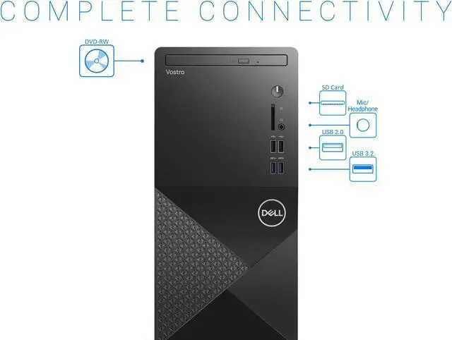 Alt view image 5 of 7 - Dell Vostro 3888 Desktop, Intel Core i7-10700 Upto 4.8GHz, 32GB RAM, 1TB SSD, DVDRW, HDMI, VGA, Windows 10 Pro