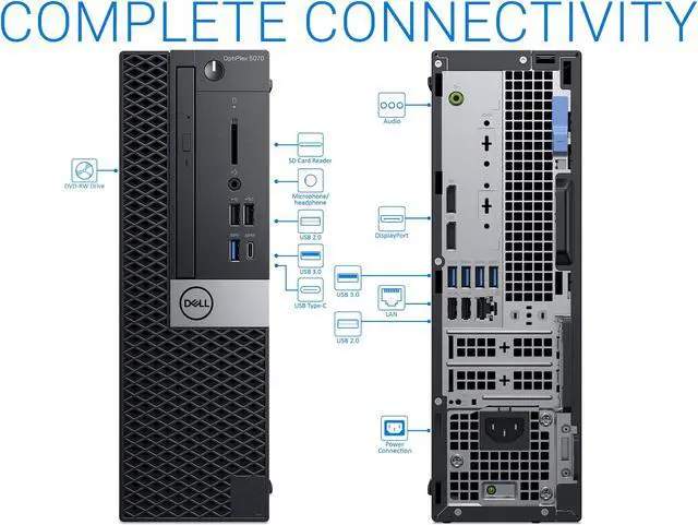 Alt view image 5 of 7 - Dell OptiPlex 5070 Desktop, Intel Core i7-9700 Upto 4.7GHz, 8GB RAM, 256GB NVMe SSD, DVDRW, DisplayPort, Wi-Fi, Bluetooth, Windows 10 Pro