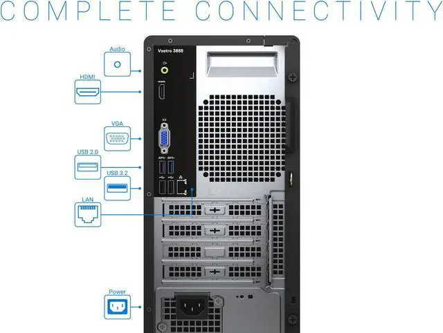 Alt view image 7 of 7 - Dell Vostro 3888 Desktop, Intel Core i7-10700 Upto 4.8GHz, 16GB RAM, 512GB SSD, DVDRW, HDMI, VGA, Windows 10 Pro