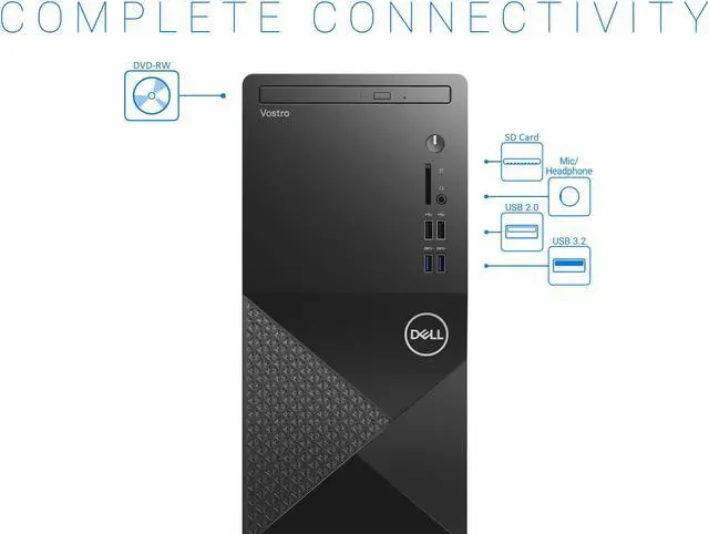 Alt view image 6 of 7 - Dell Vostro 3888 Desktop, Intel Core i7-10700 Upto 4.8GHz, 32GB RAM, 1TB SSD, DVDRW, HDMI, VGA, Windows 10 Pro
