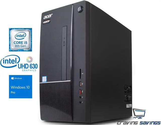 Alt view image 2 of 7 - Acer Aspire TC Series Destop, Intel 6-Core i5-8400 Upto 4.0GHz, 8GB DDR4, 256GB SSD, DVD-RW, VGA, HDMI, USB, Card Reader, Wi-Fi, Bluetooth, Windows 10 Professional 64Bit