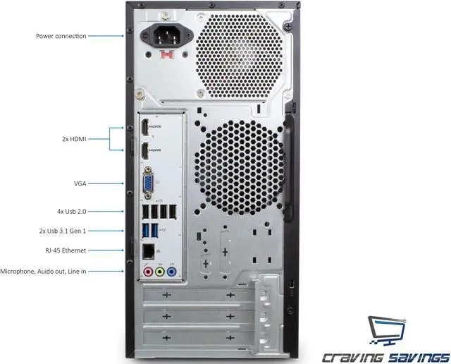 Alt view image 4 of 7 - Acer Aspire TC Series Destop, Intel 6-Core i5-8400 Upto 4.0GHz, 8GB DDR4, 256GB SSD, DVD-RW, VGA, HDMI, USB, Card Reader, Wi-Fi, Bluetooth, Windows 10 Professional 64Bit