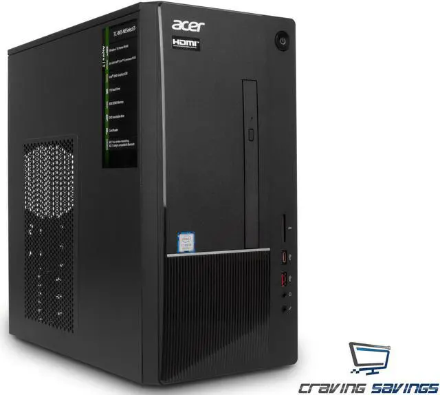 Alt view image 5 of 7 - Acer Aspire TC Series Destop, Intel 6-Core i5-8400 Upto 4.0GHz, 8GB DDR4, 256GB SSD, DVD-RW, VGA, HDMI, USB, Card Reader, Wi-Fi, Bluetooth, Windows 10 Professional 64Bit
