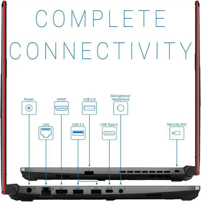Alt view image 6 of 7 - ASUS TUF F15 Gaming Notebook, 15.6" FHD Display, Intel Core i5-10300H Upto 4.5GHz, 16GB RAM, 512GB NVMe SSD, NVIDIA GeForce GTX 1650 Ti, HDMI, DisplayPort, Wi-Fi, Bluetooth, Windows 10 Pro