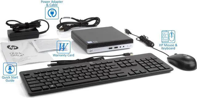 Alt view image 7 of 7 - HP ProDesk 400 G4 Mini PC, Intel Core i5-8500T Upto 3.5GHz, 16GB RAM, 512GB NVMe SSD, DisplayPort, Wi-Fi, Bluetooth, Windows 10 Pro