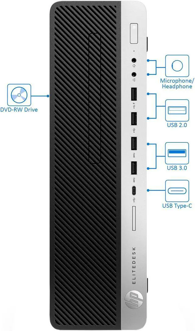 Alt view image 2 of 7 - HP EliteDesk 800 G4 Desktop, Intel Core i5-8500 Upto 4.1GHz, 8GB RAM, 256GB SSD, DVDRW, VGA, DisplayPort, Wi-Fi, Bluetooth, Windows 10 Pro
