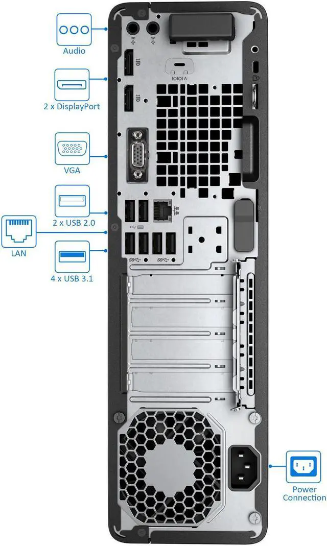 Alt view image 3 of 7 - HP EliteDesk 800 G4 Desktop, Intel Core i5-8500 Upto 4.1GHz, 8GB RAM, 256GB SSD, DVDRW, VGA, DisplayPort, Wi-Fi, Bluetooth, Windows 10 Pro