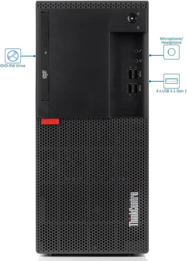Alt view image 2 of 7 - Lenovo ThinkCentre M910t Desktop, Intel Core i5-6500 Upto 3.6GHz, 8GB RAM, 256GB SSD, DVDRW, VGA, DisplayPort, Wi-Fi, Bluetooth, Windows 10 Pro