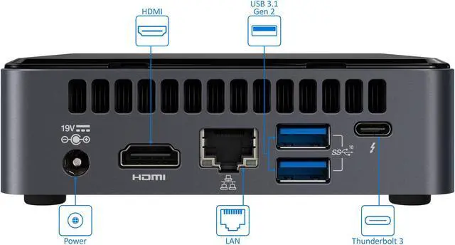 Alt view image 3 of 7 - Intel NUC10i7FNK Mini PC, Intel Core i7-10710U Upto 4.7GHz, 32GB RAM, 1TB NVMe SSD, HDMI, Thunderbolt, Card Reader, Wi-Fi, Bluetooth, Windows 10 Pro