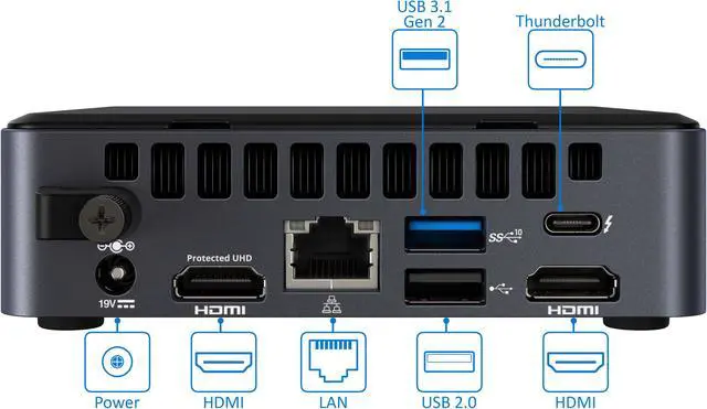 Alt view image 3 of 7 - Intel NUC8V5PNK Mini PC, Intel Core i5-8365U Upto 4.1GHz, 16GB RAM, 512GB NVMe SSD, HDMI, Thunderbolt, Wi-Fi, Bluetooth, Windows 10 Pro