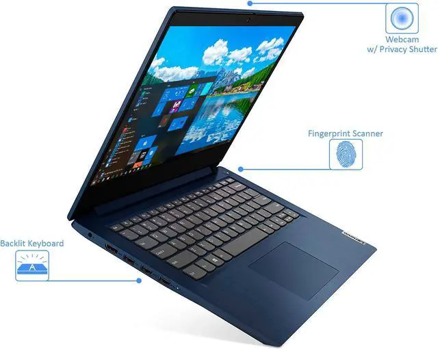 Alt view image 4 of 7 - Lenovo IdeaPad 3 Laptop, 14" IPS FHD Display, AMD Ryzen 5 5500U Upto 4.0GHz, 8GB RAM, 512GB NVMe SSD, Vega 6, HDMI, Wi-Fi, Bluetooth, Windows 10 Pro