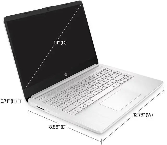 Alt view image 5 of 5 - HP 14-dq6011dx Laptop, 14" HD Display, Intel Core N150 Upto 3.6GHz, 4GB RAM, 128GB eMMC, Windows 11 Pro