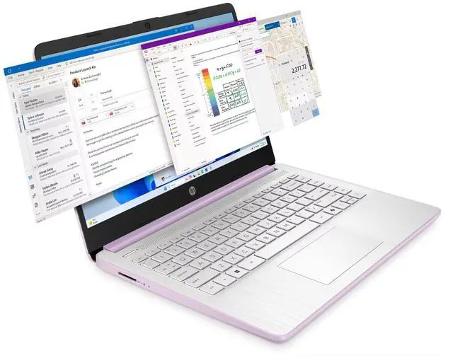 Alt view image 4 of 5 - HP 14-dq6014dx Laptop, 14" HD Display, Intel Celeron N150 Upto 3.6GHz, 4GB RAM, 128GB UFS SSD, Windows 11 Home (B87SQUA#ABA)