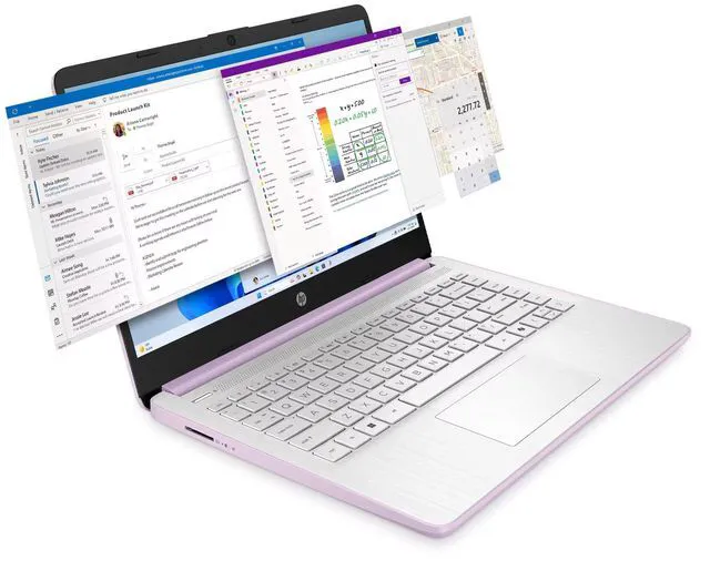 Alt view image 4 of 5 - HP 14-dq6014dx Laptop, 14" HD Display, Intel Celeron N150 Upto 3.6GHz, 4GB RAM, 128GB UFS SSD, Windows 11 Pro