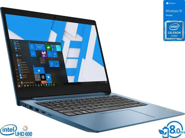 Main image of Lenovo IdeaPad 1 Laptop, 14" HD Display, Intel Celeron N4020 Upto 2.8GHz, 4GB RAM, 64GB eMMC, HDMI, Card Reader, Wi-Fi, Bluetooth, Windows 10 Home S (81VU0079US)