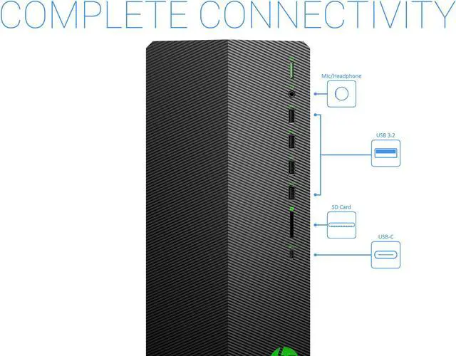 Alt view image 3 of 7 - HP Pavilion TG01 Gaming Desktop, AMD Ryzen 5 5600G Upto 4.4GHz, 32GB RAM, 4TB NVMe SSD, AMD Radeon RX 5500, HDMI, VGA, Card Reader, Wi-Fi, Bluetooth, Windows 10 Pro