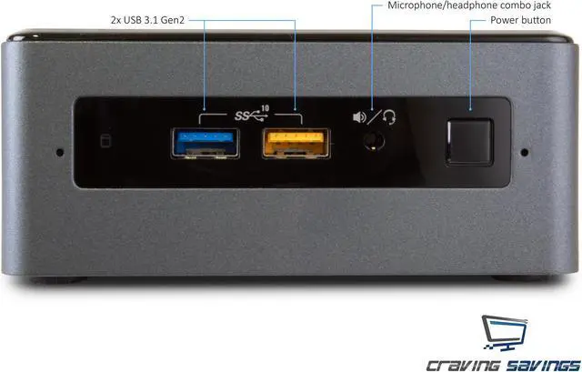Alt view image 6 of 7 - Intel NUC8i5BEH Mini PC/HTPC, Intel Core i5-8259U Up to 3.8GHz, 4GB DDR4, 256GB NVMe SSD, Wifi, Bluetooth 5.0, 4K Support, Dual Monitor Capable, Windows 10 Pro