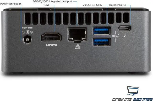 Alt view image 7 of 7 - Intel NUC8i5BEH Mini PC/HTPC, Intel Core i5-8259U Up to 3.8GHz, 4GB DDR4, 256GB NVMe SSD, Wifi, Bluetooth 5.0, 4K Support, Dual Monitor Capable, Windows 10 Pro