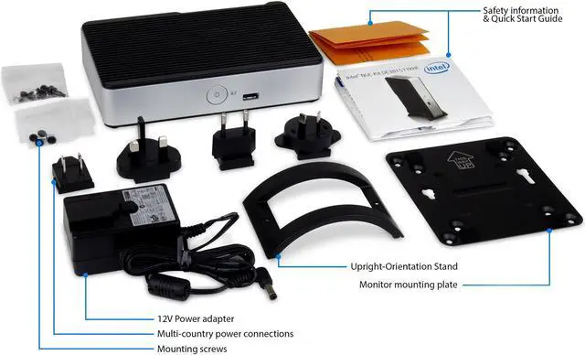 Alt view image 6 of 6 - Intel NUC DE3815TYKHE Mini PC, Intel Atom Processor E3815 1.46GHz, 4GB DDR3, 500GB HDD, VGA, HDMI, WiFi, Bluetooth, USB, Dual Monitor Capable, Windows 7 Pro