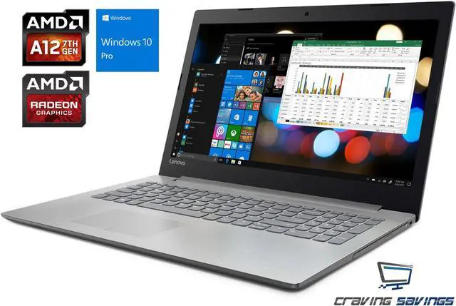 Main image of Lenovo Ideapad 320 15.6" HD Notebook, AMD Quad-Core A12-9720P 2.7GHz Upto 3.6GHz, 8GB DDR4, 256GB SSD, AMD Radeon R7, Card Reader, DVD-RW, Wifi, Bluetooth, HDMI, Windows 10 Professional 64Bit