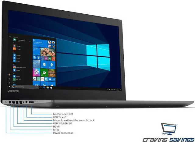 Alt view image 5 of 7 - Lenovo Ideapad 320 15.6" HD Notebook, AMD Quad-Core A12-9720P 2.7GHz Upto 3.6GHz, 8GB DDR4, 256GB SSD, AMD Radeon R7, Card Reader, DVD-RW, Wifi, Bluetooth, HDMI, Windows 10 Professional 64Bit