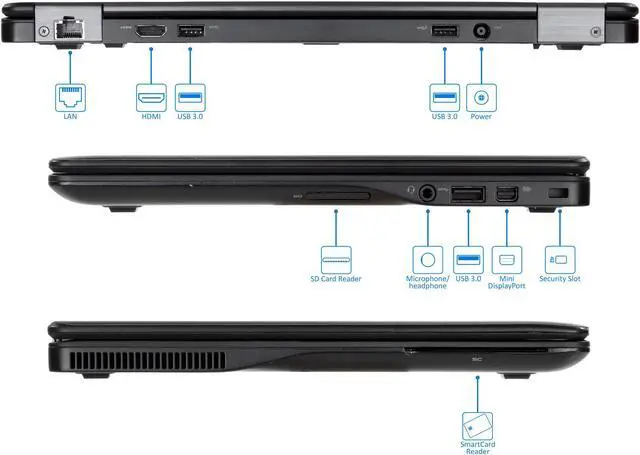 Alt view image 6 of 7 - Dell Latitude E7250 12.5" HD Notebook, Intel Dual-Core i7-5600U Upto 3.2GHz, 8GB RAM, 256GB SSD, HDMI, Mini DisplayPort, Card Reader, Wi-Fi, Bluetooth, Windows 10 Pro