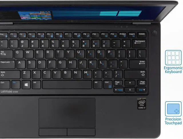 Alt view image 7 of 7 - Dell Latitude E7250 12.5" HD Notebook, Intel Dual-Core i7-5600U Upto 3.2GHz, 16GB RAM, 256GB SSD, HDMI, Mini DisplayPort, Card Reader, Wi-Fi, Bluetooth, Windows 10 Pro