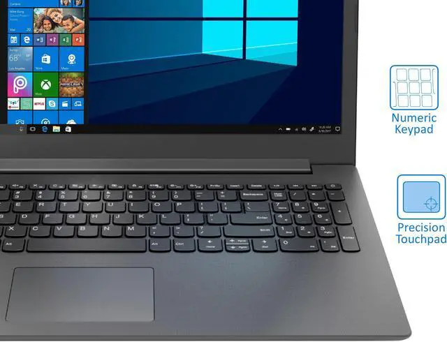Alt view image 6 of 7 - Lenovo IdeaPad 130 Laptop, 15.6" HD Display, AMD A9-9425 Upto 3.70GHz, 4GB RAM, 256GB SSD, DVDRW, HDMI, Card Reader, Wi-Fi, Bluetooth, Windows 10 Pro