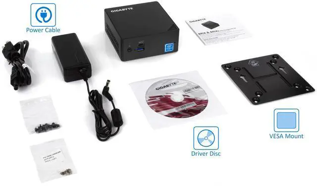 Alt view image 7 of 7 - GIGABYTE BRIX Mini PC, Intel Quad-Core Celeron J4105 Upto 2.5GHz, 4GB RAM, 128GB NVMe SSD + 1TB HDD, HDMI, Mini DisplayPort, LAN, Wi-Fi, Bluetooth, Windows 10 Pro