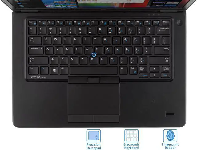 Alt view image 6 of 7 - Dell Latitude E7450 Notebook, 14" FHD, Intel Dual-Core i5-5300U Upto 2.9GHz, 16GB RAM, 256GB SSD, HDMI, MiniDP, Card Reader, Backlit Keyboard, Wi-Fi, Bluetooth, Windows 10 Pro