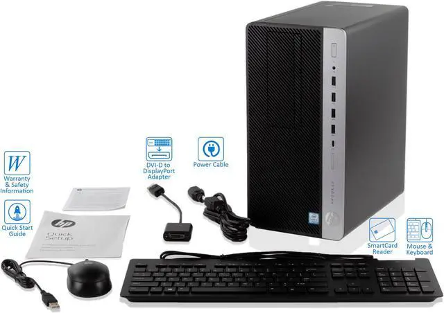 Alt view image 6 of 7 - HP ProDesk 600 G3 Desktop, Intel Dual-Core i3-7100 3.9GHz, 8GB RAM, 256GB NVMe SSD + 1TB HDD, DVD-RW, DisplayPort, VGA, Wi-Fi, Bluetooth, Windows 10 Pro