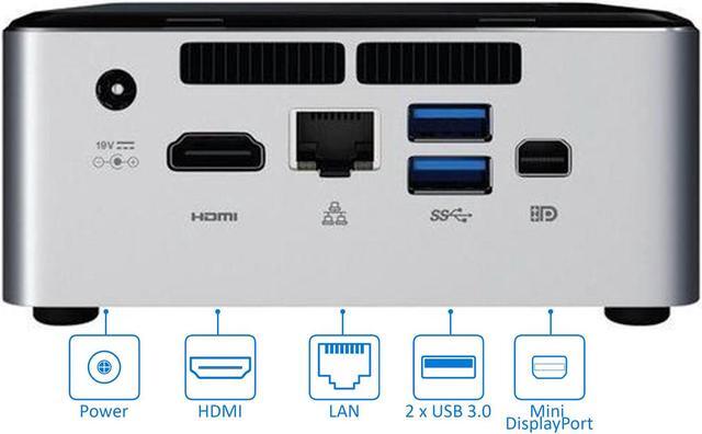 Alt view image 7 of 7 - Intel NUC6i5SYH Mini Desktop, Intel Dual-Core i5-6260U Upto 2.9GHz, 8GB RAM, 1TB SSD, MiniDP, HDMI, Card Reader, Wi-Fi, Bluetooth, Windows 10 Pro