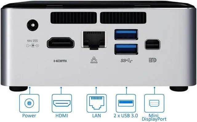 Alt view image 3 of 4 - Intel NUC6i5SYH Mini Desktop, Intel Dual-Core i5-6260U Upto 2.9GHz, 4GB RAM, 512GB SSD, MiniDP, HDMI, Card Reader, Wi-Fi, Bluetooth, Windows 10 Pro