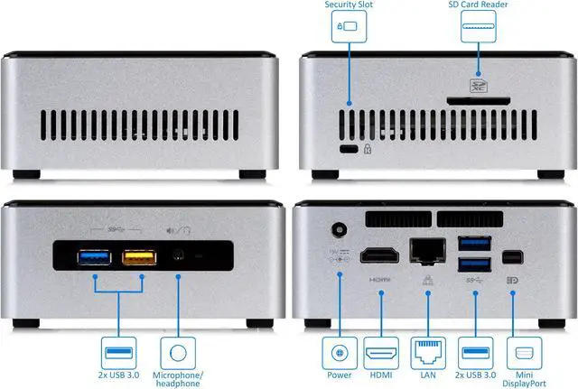 Alt view image 5 of 7 - Intel NUC6i5SYH Mini PC, Intel Core i5-6260U Upto 2.90GHz, 16GB RAM, 1TB NVMe SSD, HDMI, Mini DisplayPort, Card Reader, Wi-Fi, Bluetooth, Windows 10 Pro