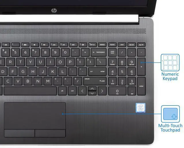 Alt view image 6 of 7 - HP 15 Notebook, 15.6" HD Touch Display, Intel Core i5-8250U Quad-core up to 3.4GHz, 8GB RAM, 256GB SSD NVMe, HDMI, LAN, DVD+/-RW, Windows 10 Pro