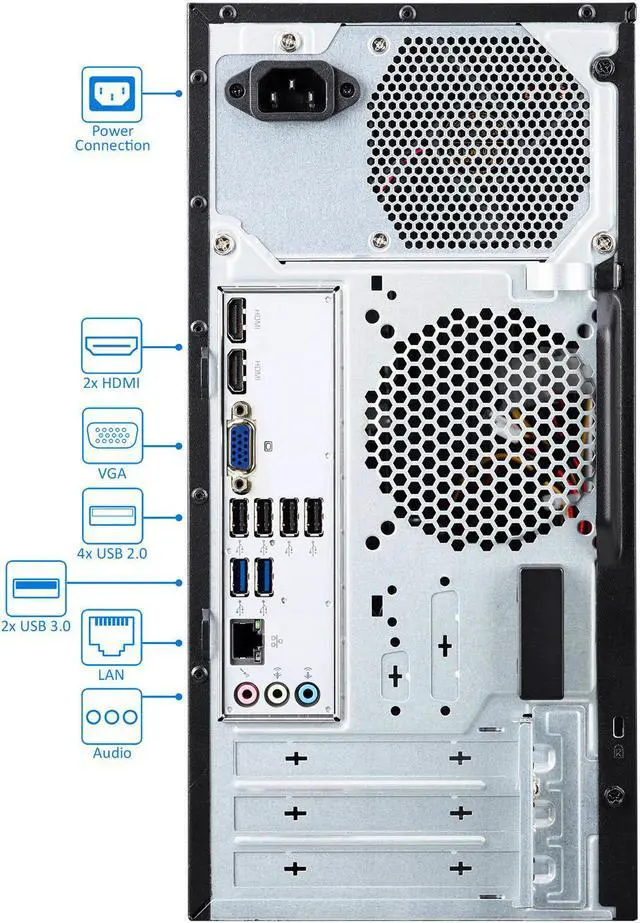Alt view image 3 of 6 - Acer Aspire TC-885 Desktop, Intel 6-Core i5-8400 Upto 4GHz, 8GB RAM, 512GB SSD, DVDRW, HDMI, VGA, Card Reader, Wi-Fi, Bluetooth, Windows 10 Pro