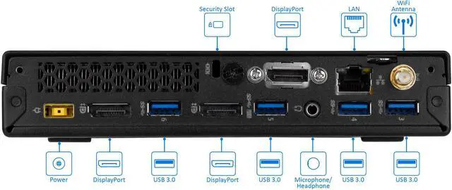 Alt view image 3 of 6 - Lenovo ThinkCentre M900 Mini PC, Intel Core i7-6700T Upto 3.6GHz, 16GB RAM, 512GB SSD, DisplayPort, Wi-Fi, Bluetooth, Windows 10 Pro