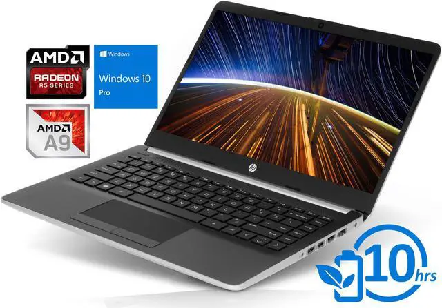 Alt view image 2 of 7 - HP 14 Notebook, 14" HD Display, AMD A9-9425 Upto 3.7GHz, 4GB RAM, 256GB NVMe SSD, HDMI, Card Reader, Wi-Fi, Bluetooth, Windows 10 Pro