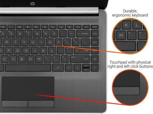Alt view image 5 of 7 - HP 14 Notebook, 14" HD Display, AMD A9-9425 Upto 3.7GHz, 4GB RAM, 128GB NVMe SSD, HDMI, Card Reader, Wi-Fi, Bluetooth, Windows 10 Pro