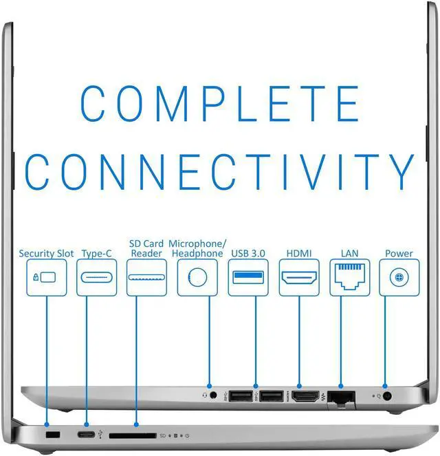 Alt view image 4 of 7 - HP 14 Notebook, 14" HD Display, AMD A9-9425 Upto 3.7GHz, 4GB RAM, 128GB NVMe SSD, HDMI, Card Reader, Wi-Fi, Bluetooth, Windows 10 Pro