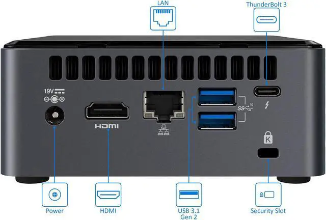 Alt view image 3 of 7 - Intel NUC10i7FNH Mini PC, Intel Core i7-10710U Upto 4.7GHz, 16GB RAM, 1TB SSD, HDMI, Thunderbolt, Card Reader, Wi-Fi, Bluetooth, Windows 10 Pro