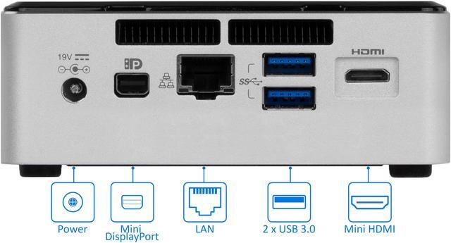 Alt view image 4 of 7 - Intel NUC5i3RYH Mini PC, Intel Core i3-5005U 2.0GHz, 16GB RAM, 128GB NVMe SSD + 1TB HDD, Mini DisplayPort, Mini HDMI, Wi-Fi, Bluetooth, Windows 10 Pro