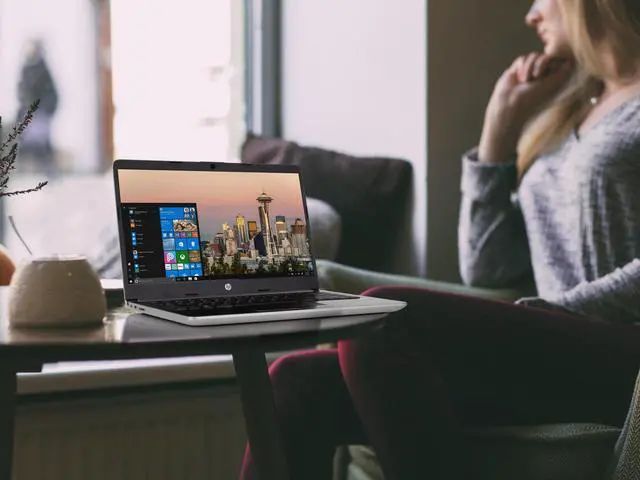 Alt view image 3 of 7 - HP 14 Notebook, 14" HD Display, Intel Pentium Gold 4417U 2.3GHz, 8GB RAM, 256GB NVMe SSD, HDMI, Card Reader, Wi-Fi, Bluetooth, Windows 10 Pro