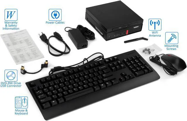 Alt view image 7 of 7 - Lenovo ThinkCentre M910q Mini PC, Intel Core i5-7500T Upto 3.3 GHz, 8GB RAM, 512GB SSD, DVDRW, DisplayPort, Wi-Fi, Bluetooth, Windows 10 Pro