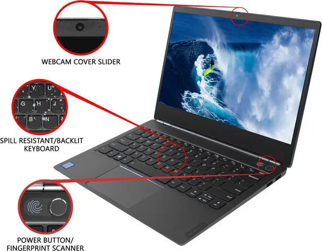 Alt view image 3 of 6 - Lenovo ThinkBook 13s Notebook, 13.3" FHD Display, Intel Core i7-8565U Upto 4.6GHz, 8GB RAM, 2TB NVMe SSD, HDMI, Wi-Fi, Bluetooth, Windows 10 Pro