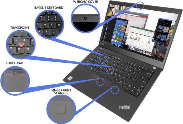 Alt view image 4 of 5 - Lenovo ThinkPad T490 Notebook, 14" FHD Display, Intel Core i5-8265U Upto 3.9GHz, 24GB RAM, 2TB NVMe SSD, HDMI, Thunderbolt, Card Reader, Wi-Fi, Bluetooth, Windows 10 Pro