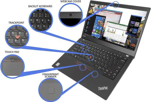 Alt view image 4 of 5 - Lenovo ThinkPad T490 Notebook, 14" FHD Display, Intel Core i7-8565U Upto 4.6GHz, 24GB RAM, 2TB NVMe SSD, HDMI, Thunderbolt, Card Reader, Wi-Fi, Bluetooth, Windows 10 Pro